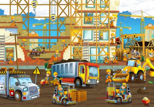 On the construction site - illustration for the children