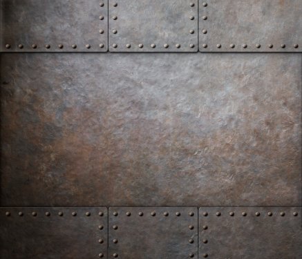 rust steel metal texture with rivets as steam punk background - 901145142