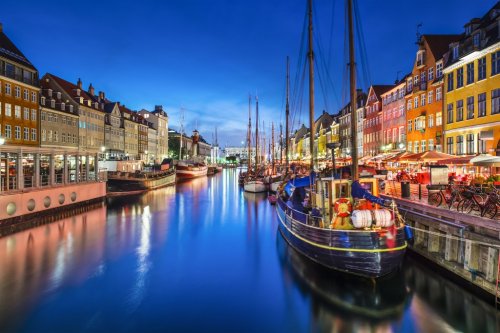 Copenhagen, Denmark at Nyhavn Canal - 901145163