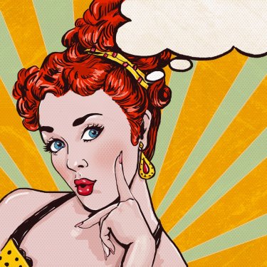 Pop Art illustration of woman with the speech bubble.