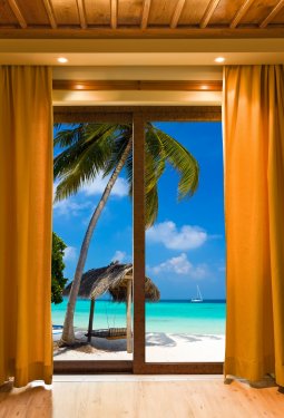 Hotel room and beach landscape - 901145566