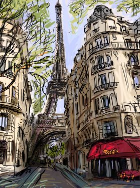 Street in paris - illustration - 901147221