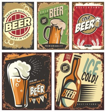 Retro beer vector signs set - 901147350