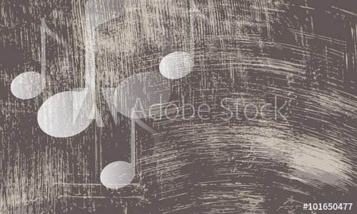 Vector abstract scratched background and transparent music symbo