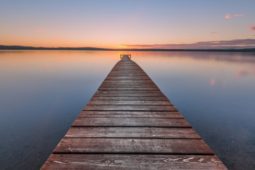 Old wooden pier on sunset - 901148184