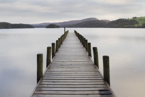 Wooden jetty  in the lake district - 901148212