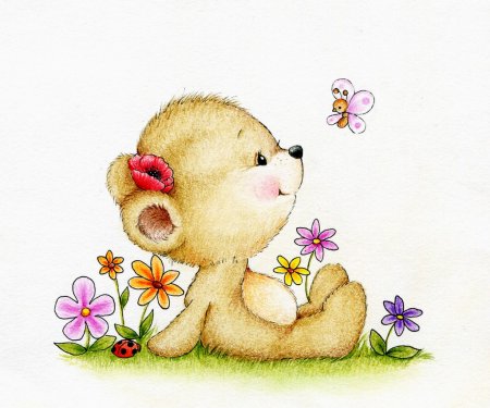 Cute Teddy bear and butterfly - 901148242