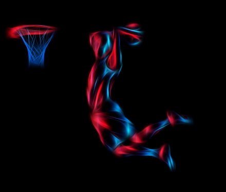 Basketball player Slam Dunk Neon Glow Silhouette - 901148402
