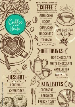 Coffee restaurant cafe menu, template design. - 901148484