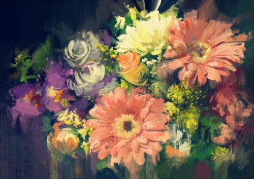 bouquet flowers in oil painting style,illustration - 901148587