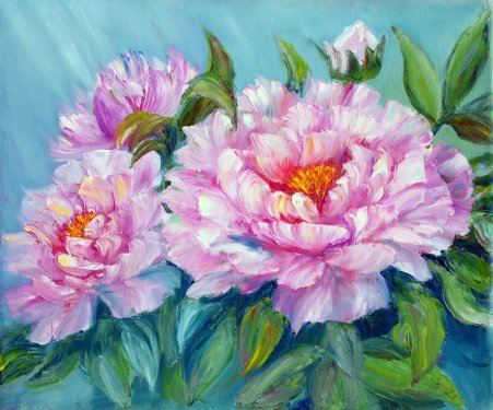 Peonies, oil painting on canvas - 901148595