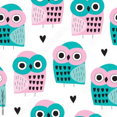 seamless owl bird pattern vector illustration