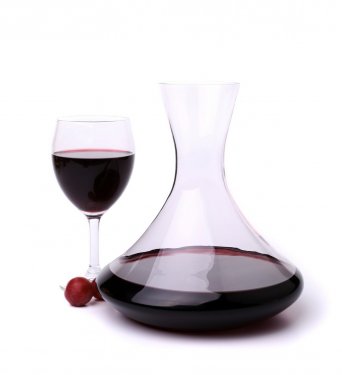decanter with red wine and glass - 901149181