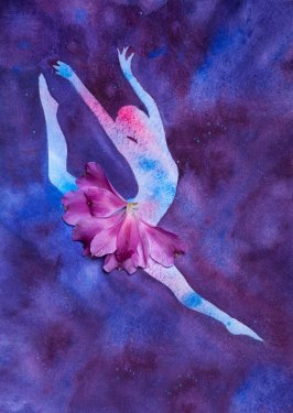 watercolor illustration silhouette of a ballet dancer - 901149453