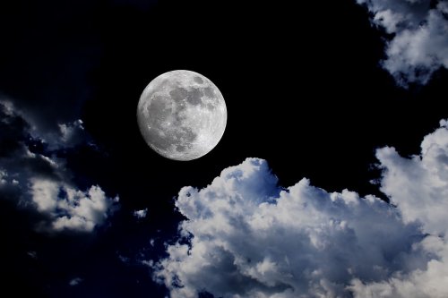 big moon blue sky night clouds background supermoon - 901149536