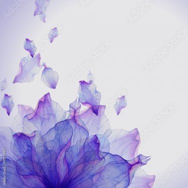 Watercolor card with Purple flower petal - 901149608