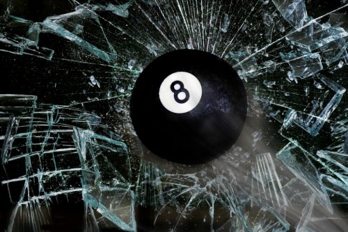 Breaking Eight Ball through glass. - 901149634