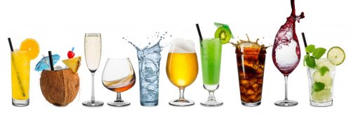 row of various beverages - 901149871