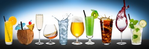 row of various beverages - 901149872