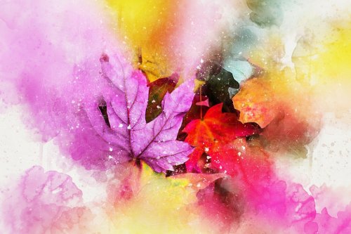 Leaves Nature Art Abstract Watercolor Vintage - 901149951