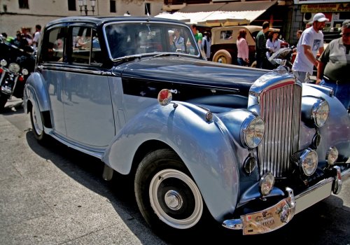 Spain Blue Bentley Car Auto Show Vintage Retro
