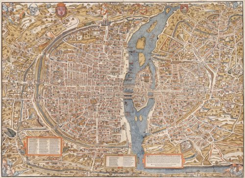 Paris City Map 1550 Old Drawing Drawn - 901150199