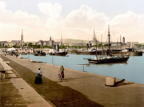 Port Dublin City Ships Kingstown Photochrom 1895 - 901150215