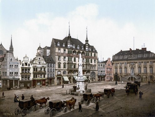 Town Hall Horse Drawn Carriage Bonn 1900 Photochrom - 901150218