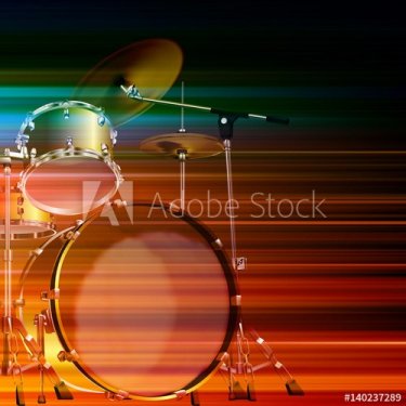abstract grunge background with drum kit - 901150462