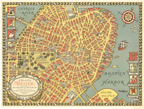 Carte antique de Boston - 901150497