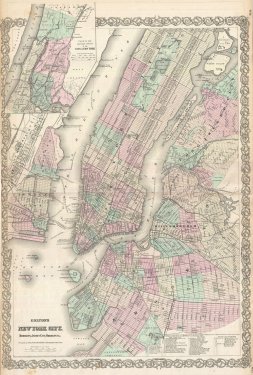 1865 Colton Map of New York City (Manhattan, Brooklyn, Long Island City) - Ge... - 901150572