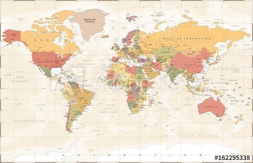 Vintage World Map - Vector Illustration - 901150671