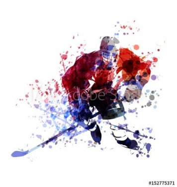 Vector colorful illustration of hockey player - 901150829