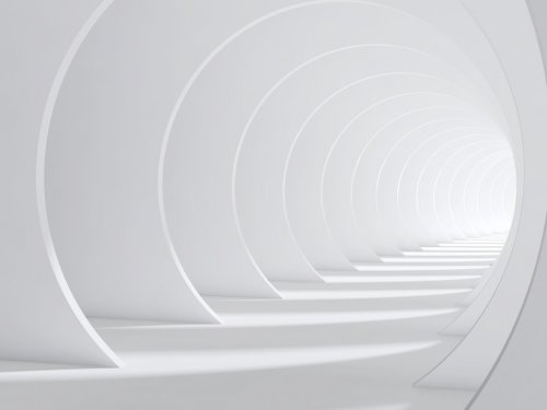 Abstract white bent 3d tunnel