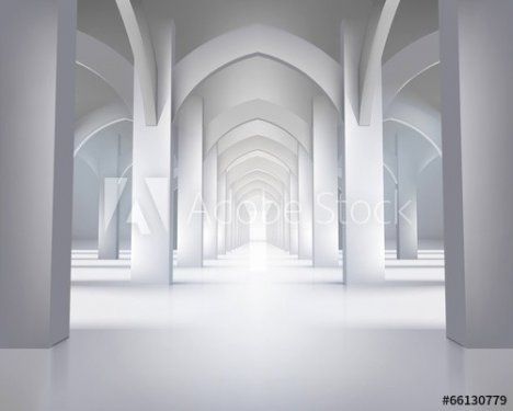 Long hallway. Vector illustration. - 901151257