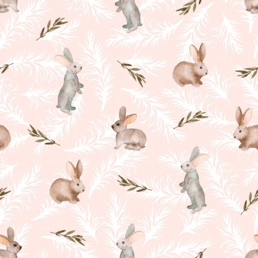 Seamless pattern with cute rabbits, Watercolor hand drawn - 901151988