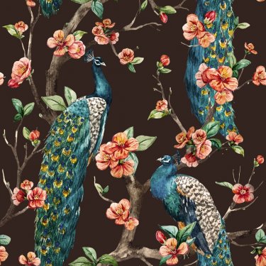 Watercolor raster peacock pattern - 901152021