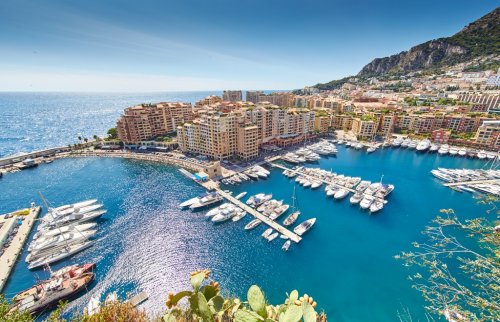 Monaco, Fontvieille, 29.08.2015: Port Fontvieille, panorama, top view, cap da... - 901152099