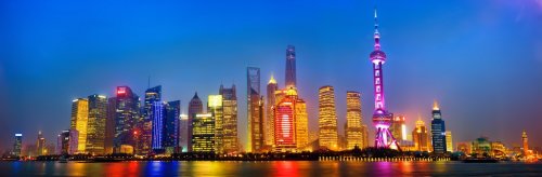 Shanghai skyline panorama at night, China - 901152139