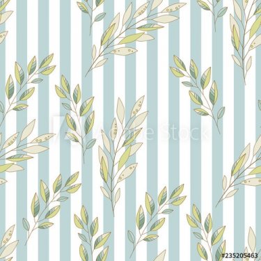 Vector background. Exotic plants on a striped background. Vintage style. - 901152298
