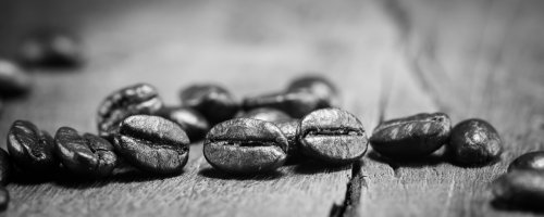 Coffee Beans  texture  on black and white on the wood background - 901152914