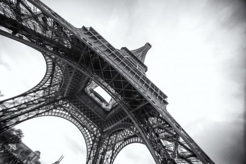 The Eiffel Tower in black and white