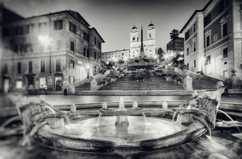 Vintage style photograph of Spanish Steps,  Rome - Italy.