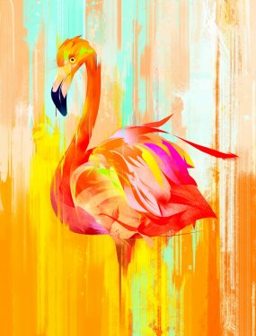 painted bright flamingo bird on the side