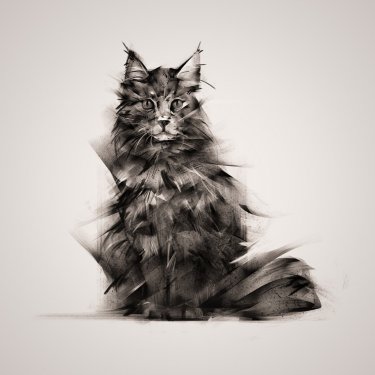 painted cat sitting on a light background - 901153515