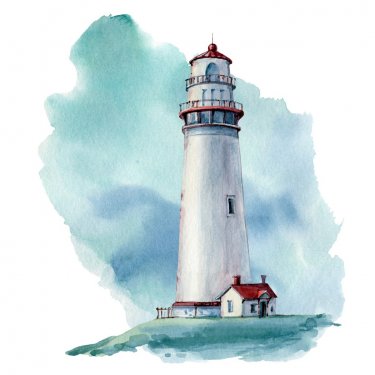 hand drawn watercolor lighthouse illustrstion - 901153647