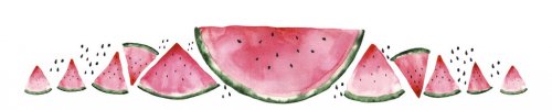 Fresh red watermelon on white isolated background. Watercolor illustration. Concept. Collage