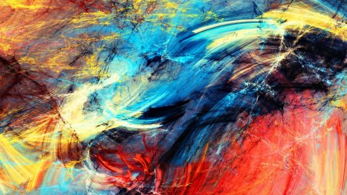 Bright artistic splashes. Abstract painting motion color texture. Modern futuristic pattern. Multicolor swirl background. Fractal artwork for creative graphic design