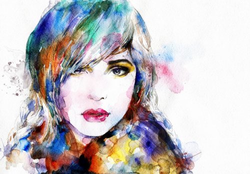 Beautiful woman face. watercolor illustration - 901153817