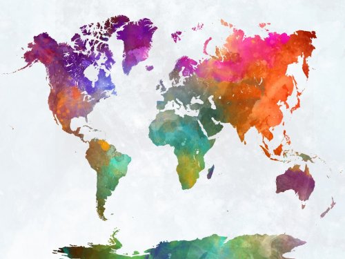 World map in watercolor - 901153929